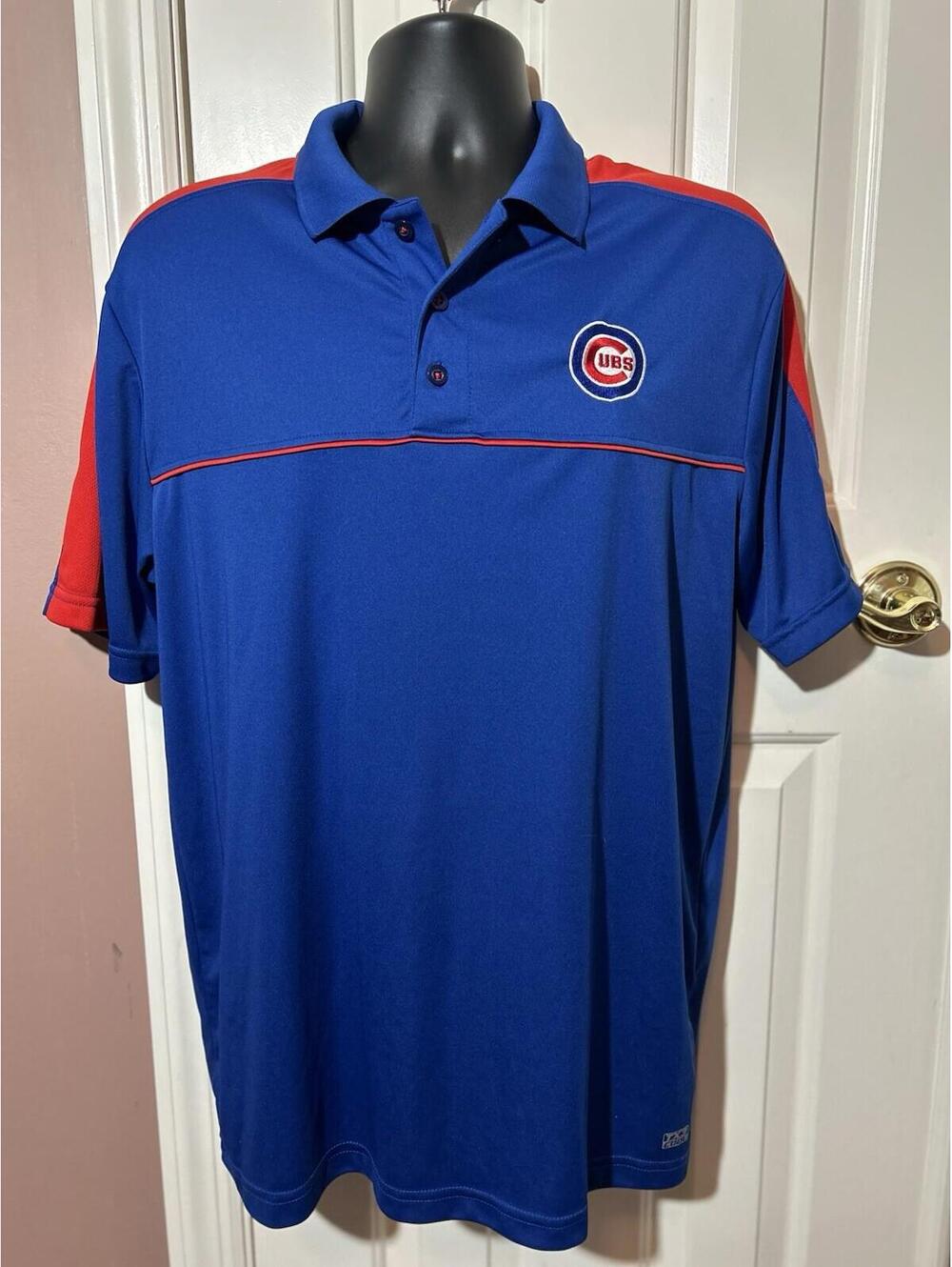 MLB TX3 Cool Chicago Cubs Mens Polo Shirt Mens Large Golf Shirt